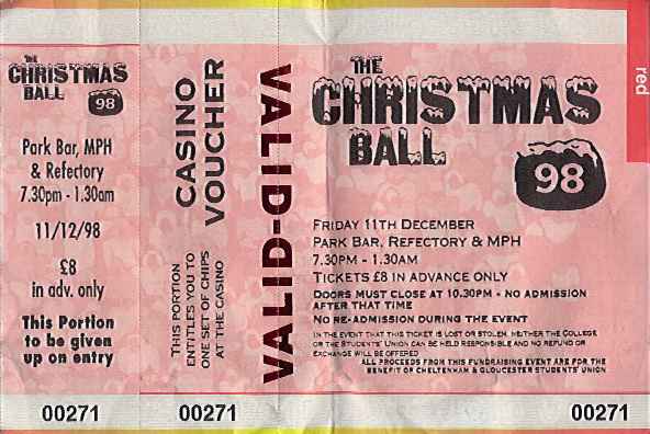 1998 Christmas Ball Ticket